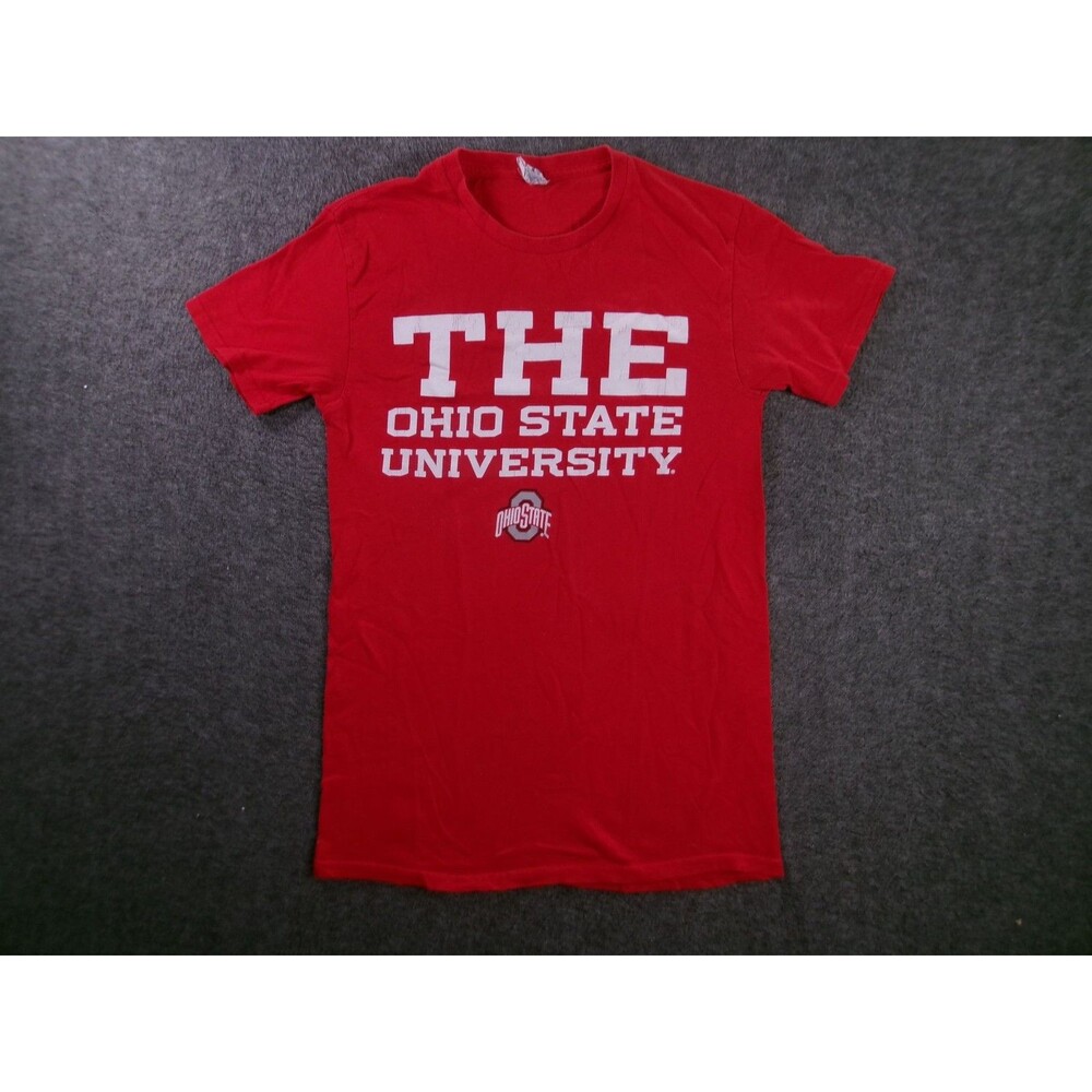 Ohio State University T-Shirt Mens S Red THE Graphic Logo Crackle Print Tee